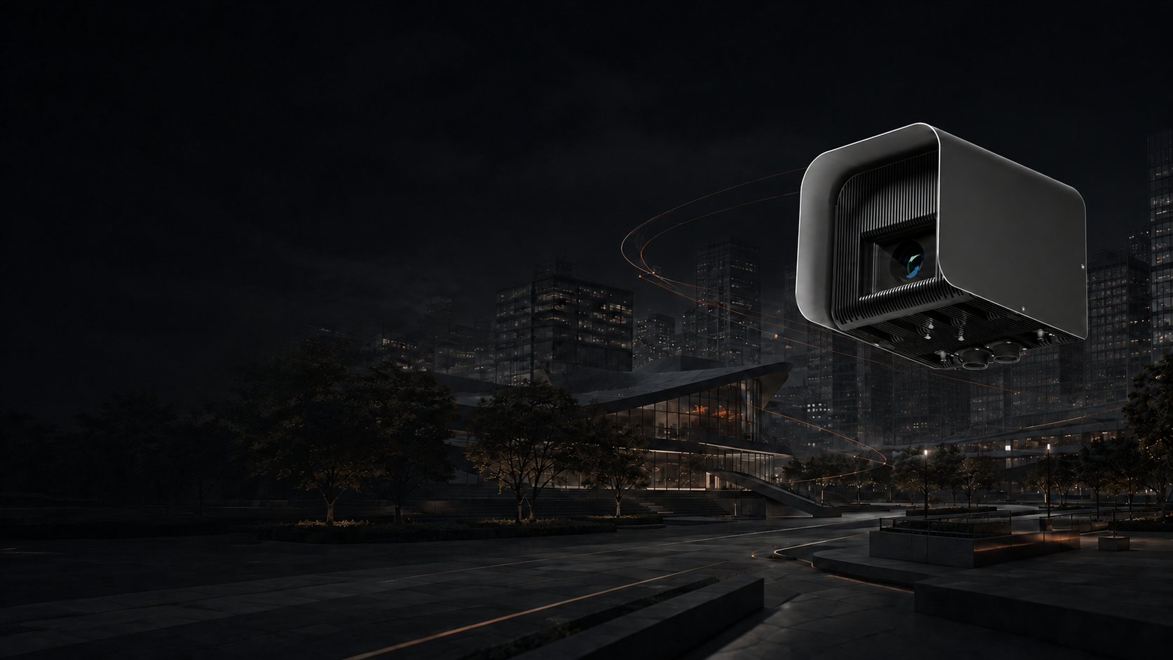VistaPRO camera above a digitally mapped urban environment